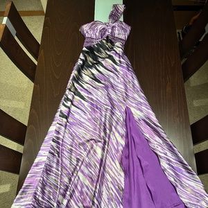 Long Satin One Shoulder Prom Dress